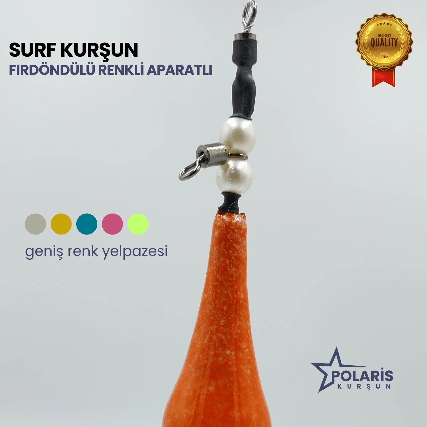 polaris fırdöndülü renkli aparatlı surf kurşun serisini balıkçılar için özel üretmiştir. Kıyı balıkçılığında bu olta kurşunu idealdir.