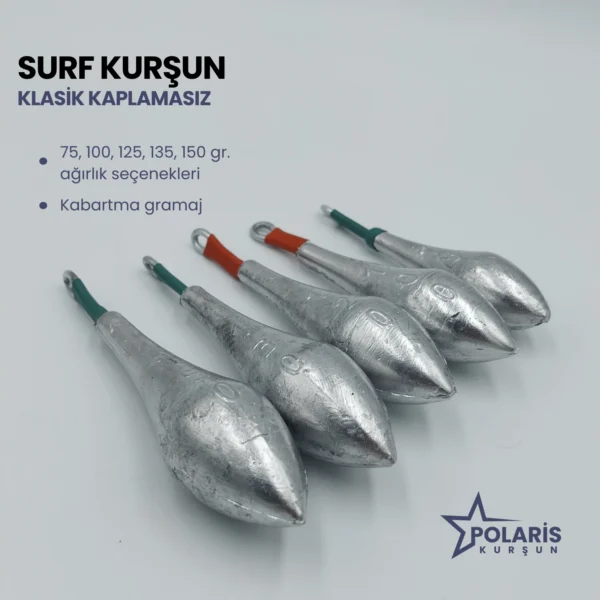 Polaris klasik kaplamasız surf kurşunları balıkçılıkta bir atım öteye taşır. Bütün ağırlık seçenekleri mevcuttur.